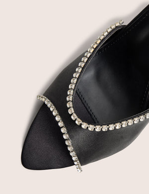 Caught on Black Embellished Peep Toe Curved High Heel