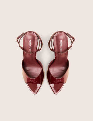 Caught on Wine Peep Toe Curved High Heel