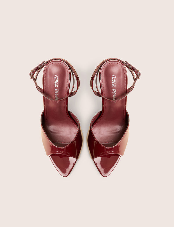 Caught on Wine Peep Toe Curved High Heel