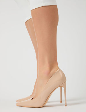 Caviar Nude Patent Pu Court Stiletto High Heels