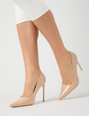 Caviar Nude Patent Pu Court Stiletto High Heels