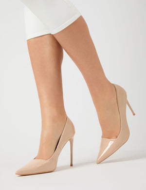 Caviar Nude Patent Pu Court Stiletto High Heels