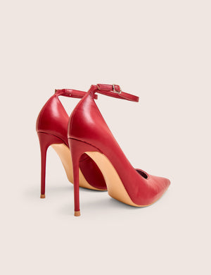 Chantilly Red Ankle Strap Detail Court Shoes