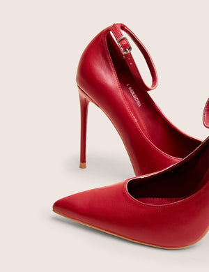 Chantilly Red Ankle Strap Detail Court Shoes
