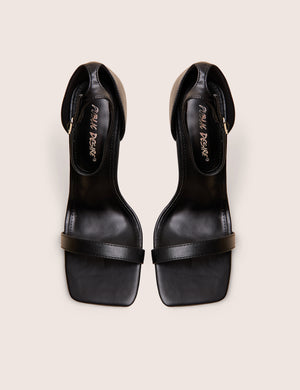 Chaos Black Pu Square Toe Strappy Barely There Stiletto Heel