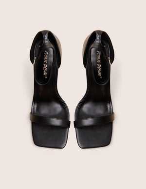 Chaos Black Pu Square Toe Strappy Barely There Stiletto Heel