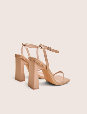 Charlotte Wide Fit Nude Patent Square Toe Heels