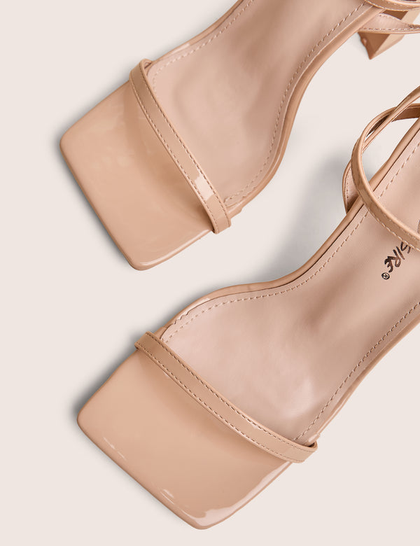 Charlotte Wide Fit Nude Patent Square Toe Heels