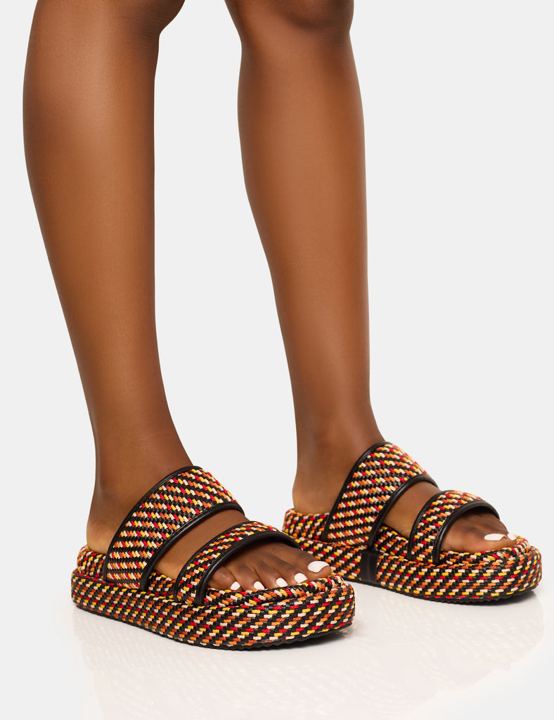 Cierra Multi Double Strap Patterned Platform Sandal | Public Desire