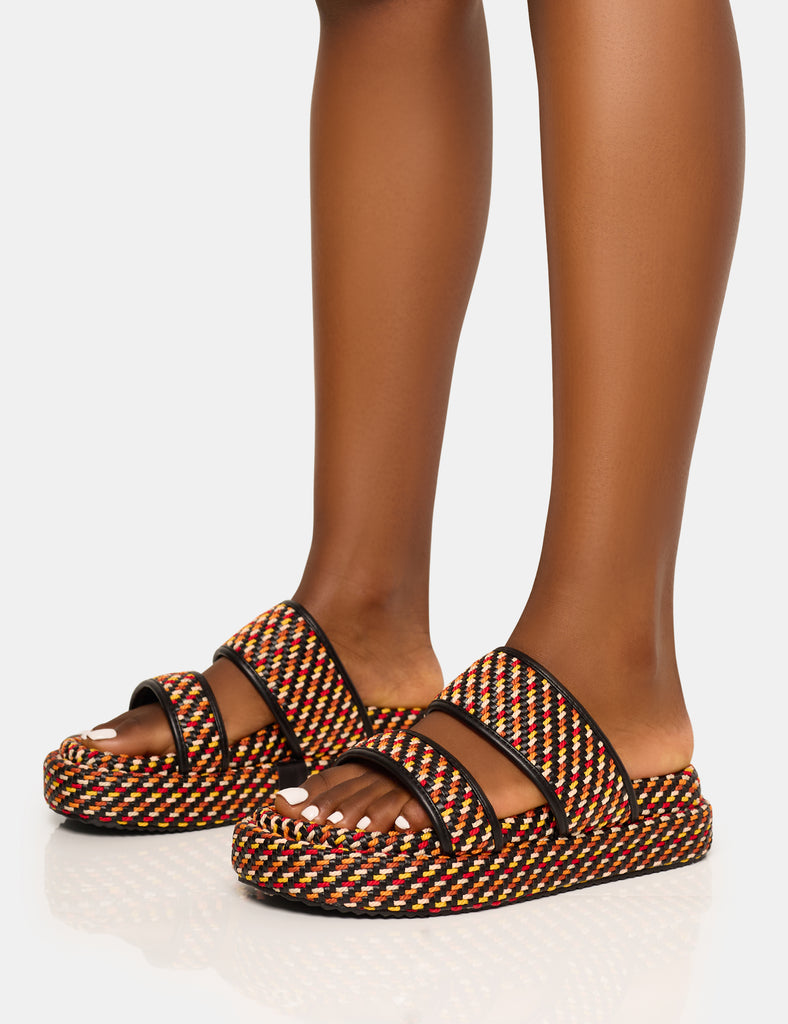 Cierra Multi Double Strap Patterned Platform Sandal | Public Desire