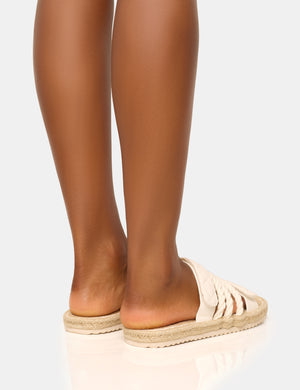 Coral Nude Rope Detail Flat Sandal