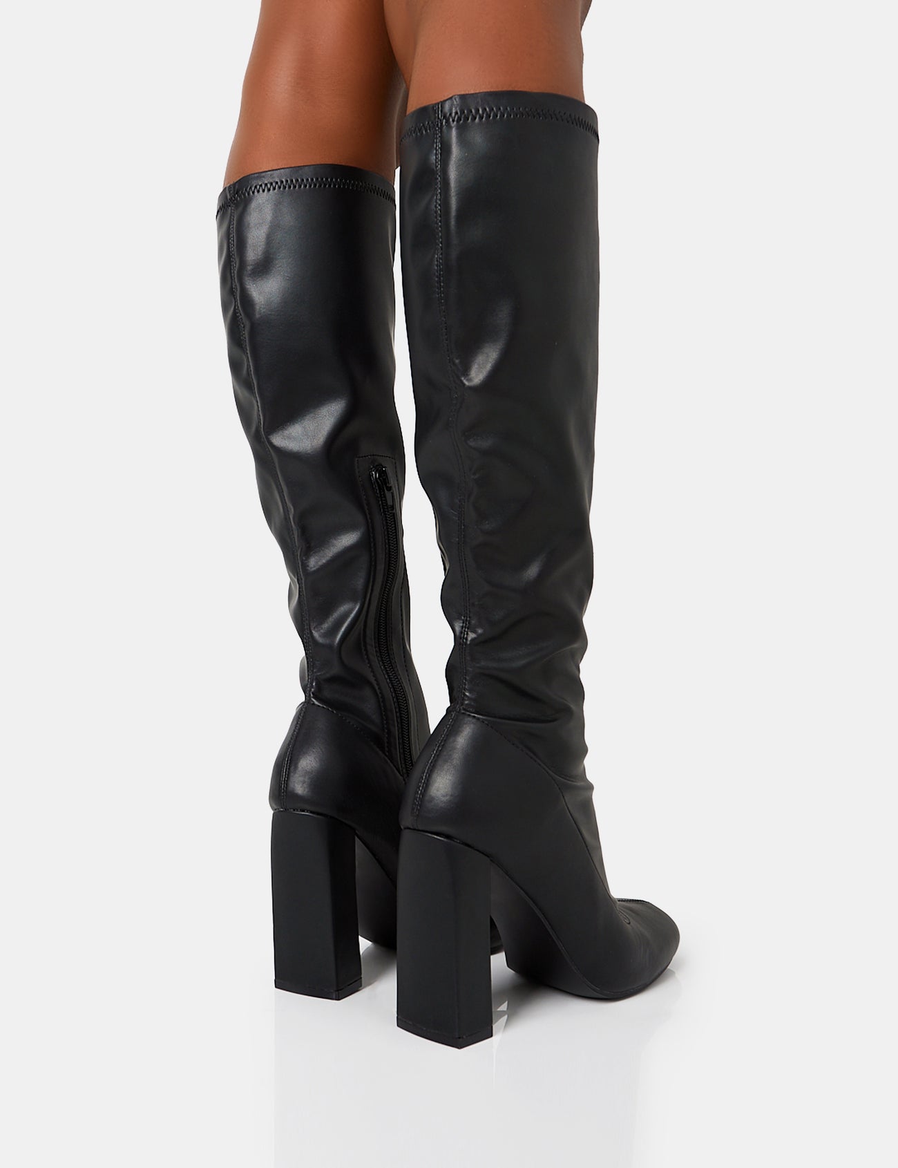 Pointed Block Heel Knee High Boots AE1066 main image 0