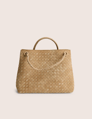 The Daria Beige Suedette Weave Medium Tote Bag