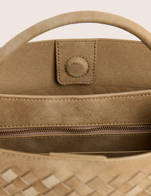 The Daria Beige Suedette Weave Medium Tote Bag