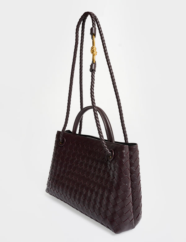 The Demi Chocolate Brown Weave Mini Tote Bag