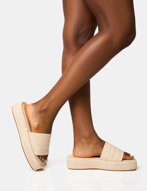 Eclipse Natural Raffia Platform Sandals