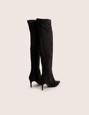 Ellen Black Suedette Pointed Toe Over the Knee Boots