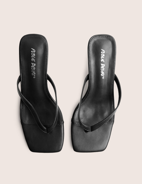 Everlast Black Kitten Heel Thong Sandals