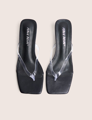 Everlast Black Perspex Thong Flip Flop Heels