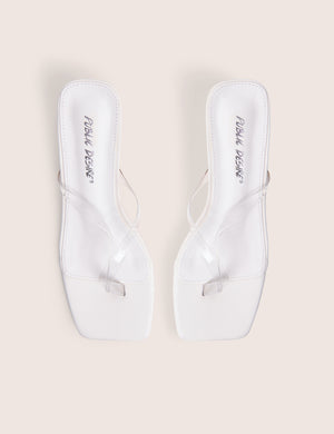 Everlast White Perspex Thong Flip Flop Heels