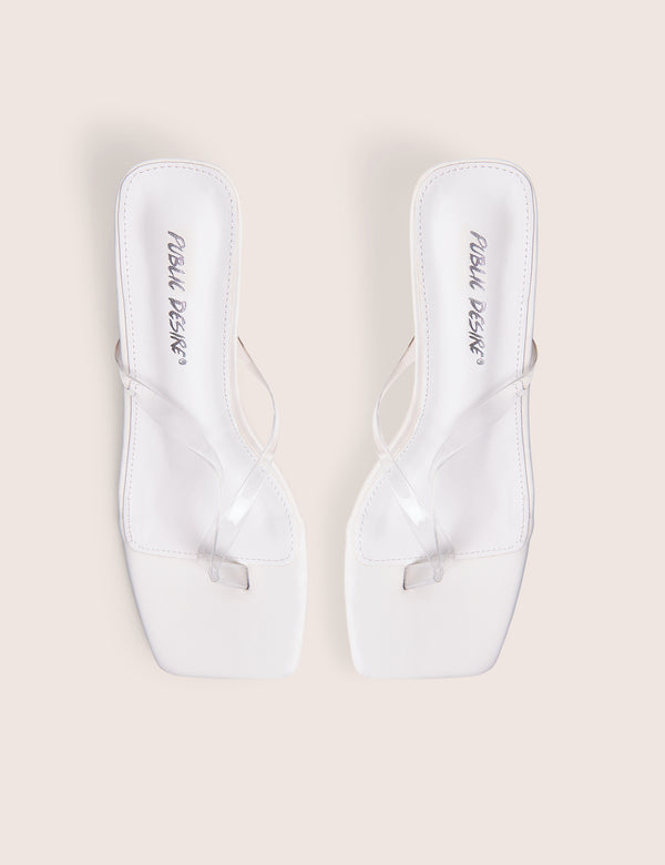 Everlast White Perspex Thong Flip Flop Heels