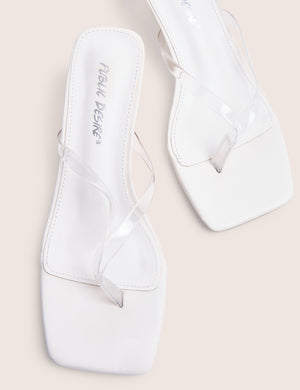 Everlast White Perspex Thong Flip Flop Heels