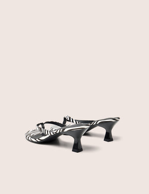 Evermore Zebra Black and White Thong kitten Heeled Sandals