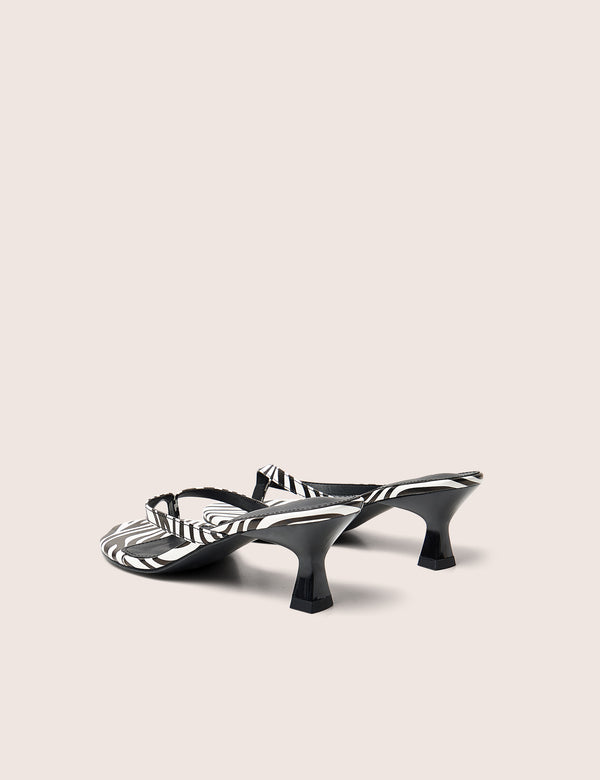 Evermore Zebra Black and White Thong kitten Heeled Sandals
