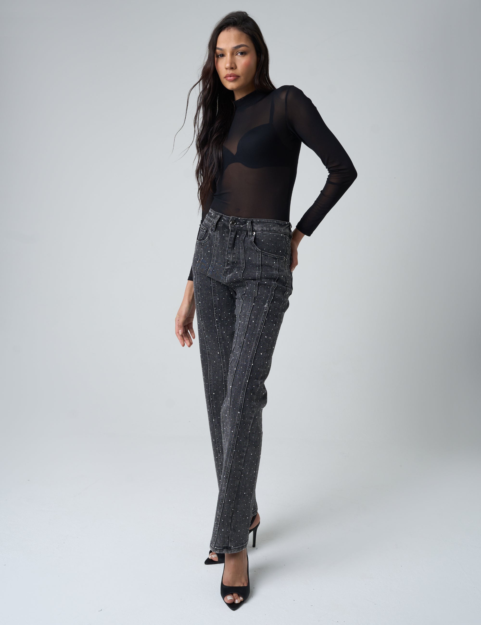 épline rhinestone jeans black エピヌ デニム épline rhinestone jeans black エピヌ デニム epine エピヌ é
