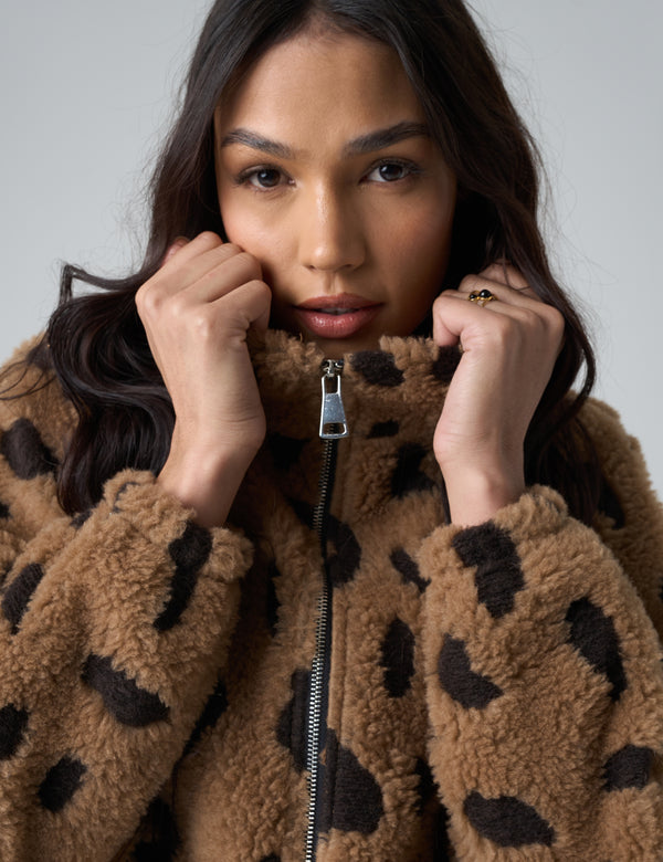 Sherpa Jacket Leopard Print Teddy Jacket SANCTUARY Women's Faux