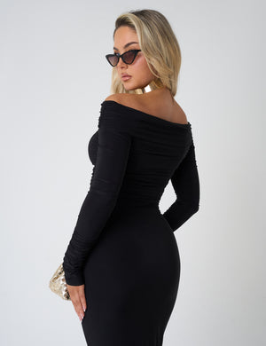 black lace bodycon mini dress Pretty Little Thing Dress Womens 12 Black Mesh Ruched Bardot Bodycon Shape