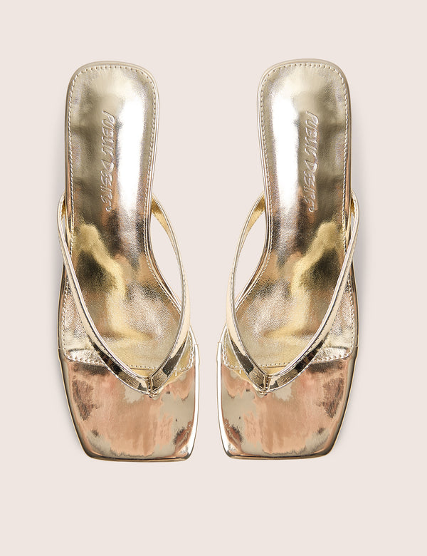 Everlast Gold Thong Flip Flop Heels