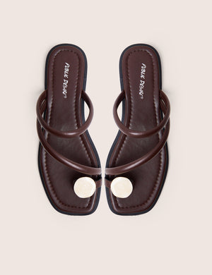 Farron Chocolate Brown Resin Detail Flat Sandals