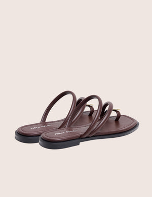 Farron Chocolate Brown Resin Detail Flat Sandals
