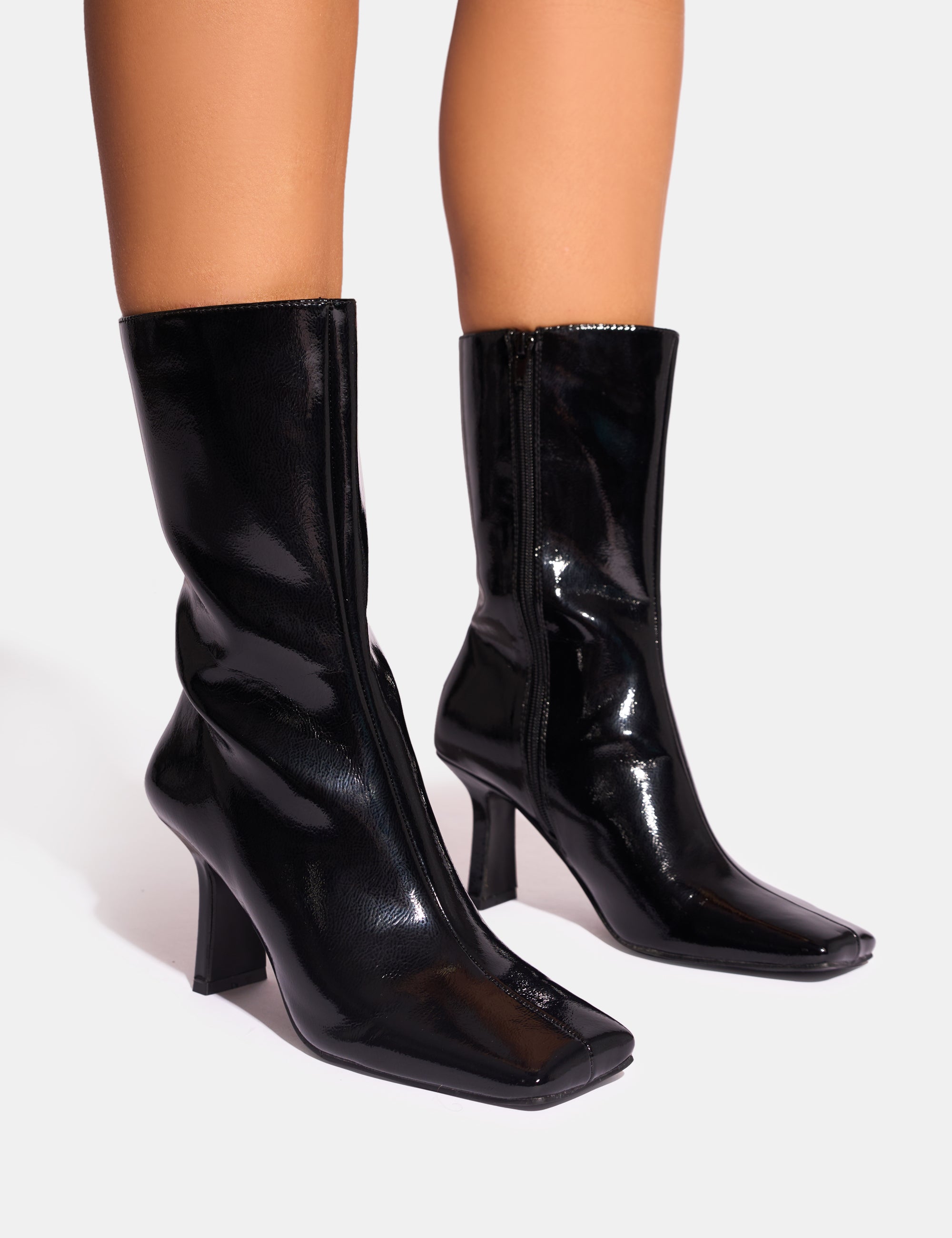靴 twisted leather pointed toe zip boots twisted leather pointed toe zip boots