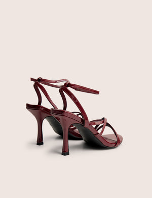 Free Spirit Wide Fit Burgundy Strappy Mid Heel