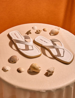Freestyle White Pu Flip Flop Sandals