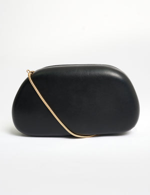 The Fern Black Gold Detail Hard Clutch Bag