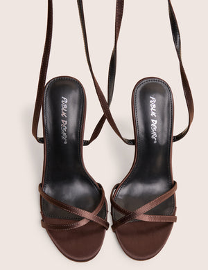 Georgie Brown Satin Strappy Diamante Buckle High Heels