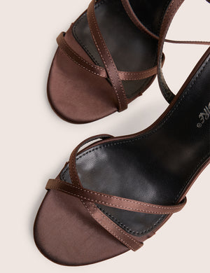 Georgie Brown Satin Strappy Diamante Buckle High Heels
