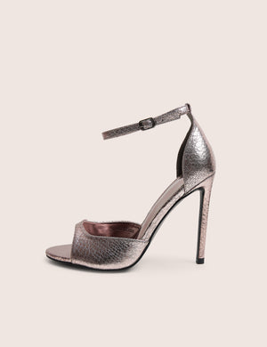 Gilded Pewter Metallic Strappy High Heel