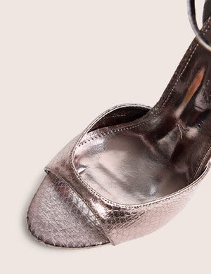 Gilded Pewter Metallic Strappy High Heel