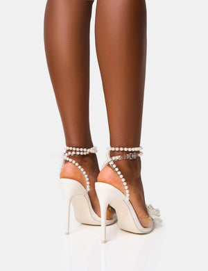 Glitzy Perspex Pearl Bow Embellished Court Heels