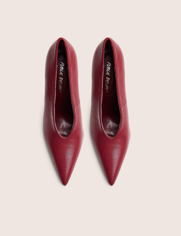 Glossy Burgundy Court High Heels