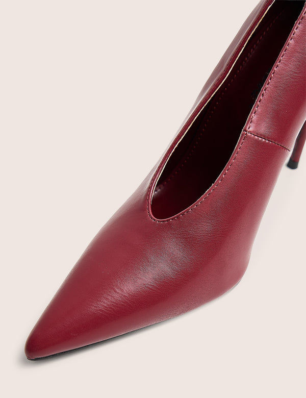 Glossy Burgundy Court High Heels