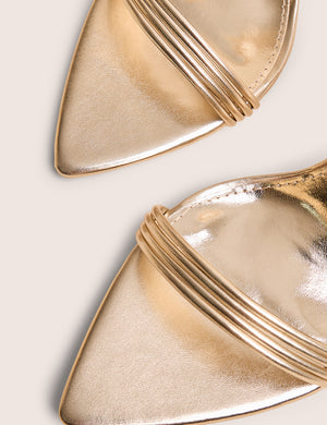 Merlot Metallic Gold Lace Up Wrap Around Pointed Toe Stiletto Heels