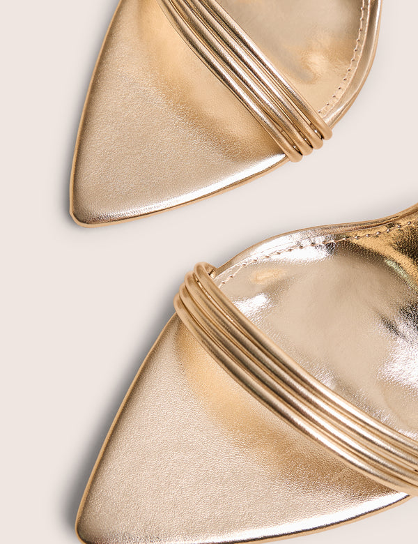 Merlot Metallic Gold Lace Up Wrap Around Pointed Toe Stiletto Heels