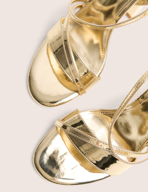 Grove Gold Metallic Round Toe Block Heels
