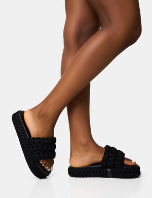Hattie Black Woven Platform Sandals