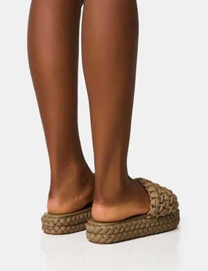 Hattie Khaki Woven Platform Sandals